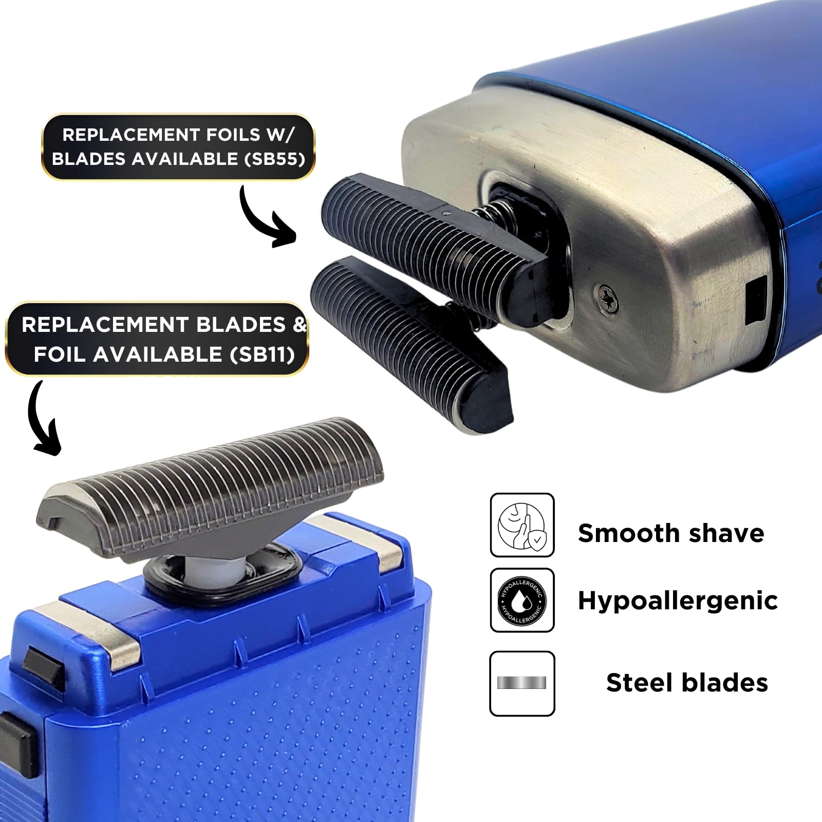 Supreme Trimmer Crunch Lite & Solo Foil Shaver Kit | Pro Barber Electric Foil Razer STF600 & STF101 Set | Blue