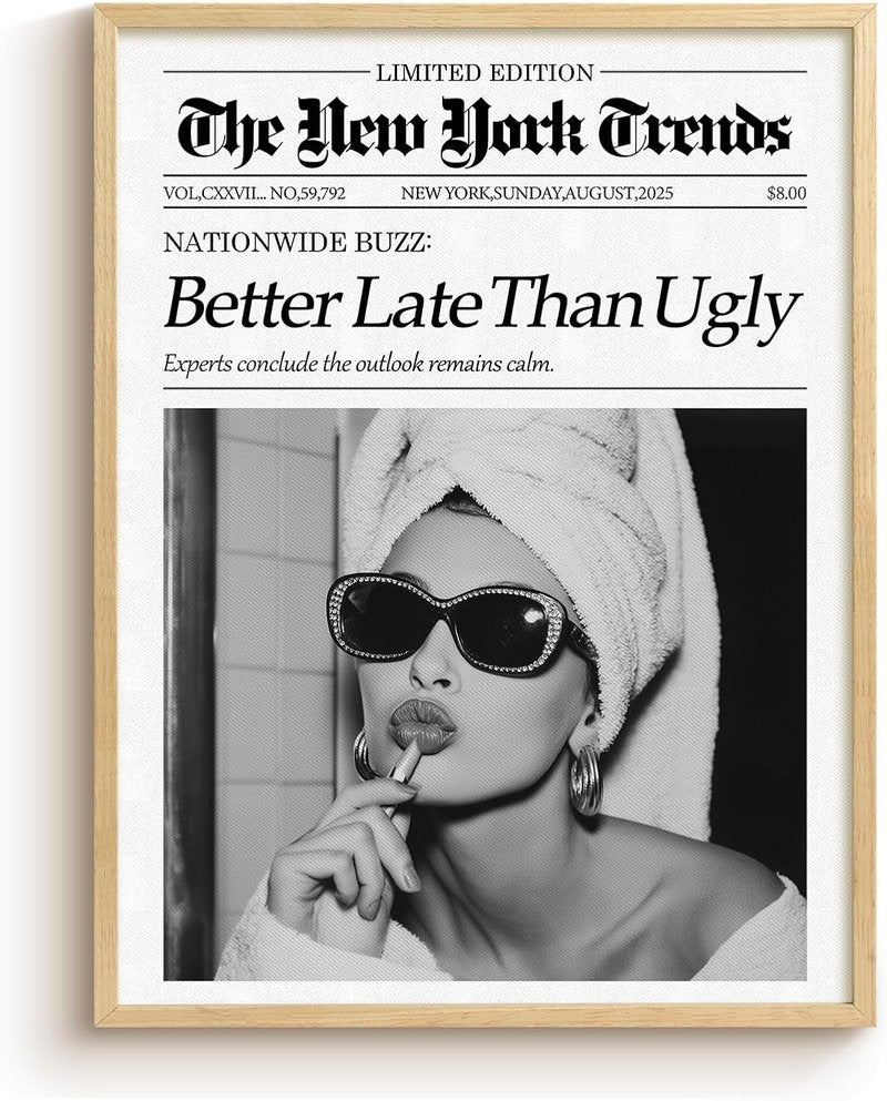Bzstyleart Vintage Audrey Hepburn Wall Art - Trendy Metal Framed Canvas Print | 12x16 Inch Home Decor