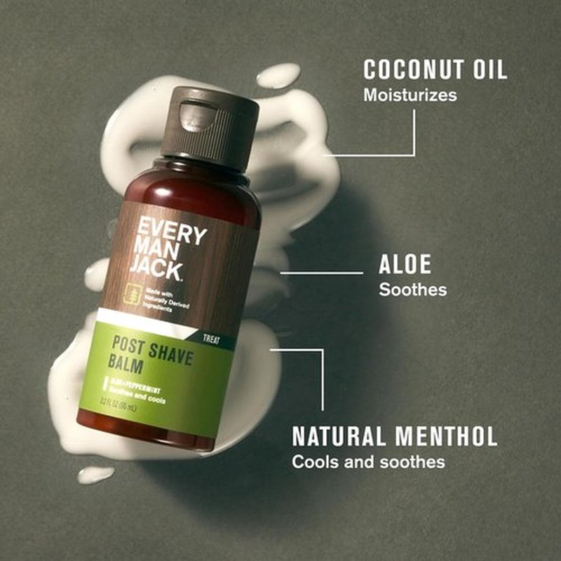 Every Man Jack Post Shave Balm - Soothes Irritation, Hydrates Skin - Naturally Derived Ingredients - 3.2oz | 2 Pack