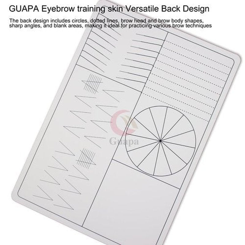 3pcs Silicone White Permanent Makeup Practice Skin with Black Outlines Double Sided Pre-printed Nano Brow Practice Skin Microblading Latex (White Skin-Black Printing)