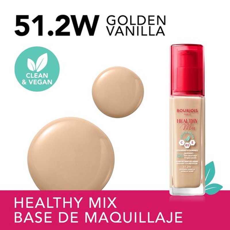 Bourjois Healthy Mix Clean & Vegan Foundation - 51.2W Golden Vanilla