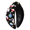 mokkia Space Astronaut Headbands for Women Saturn Planet Rocket Spaceman Headband Jeweled Rhinestone Star Knotted Headband Celestial Explorer Space Hair Accessories Gifts (Pattern A)