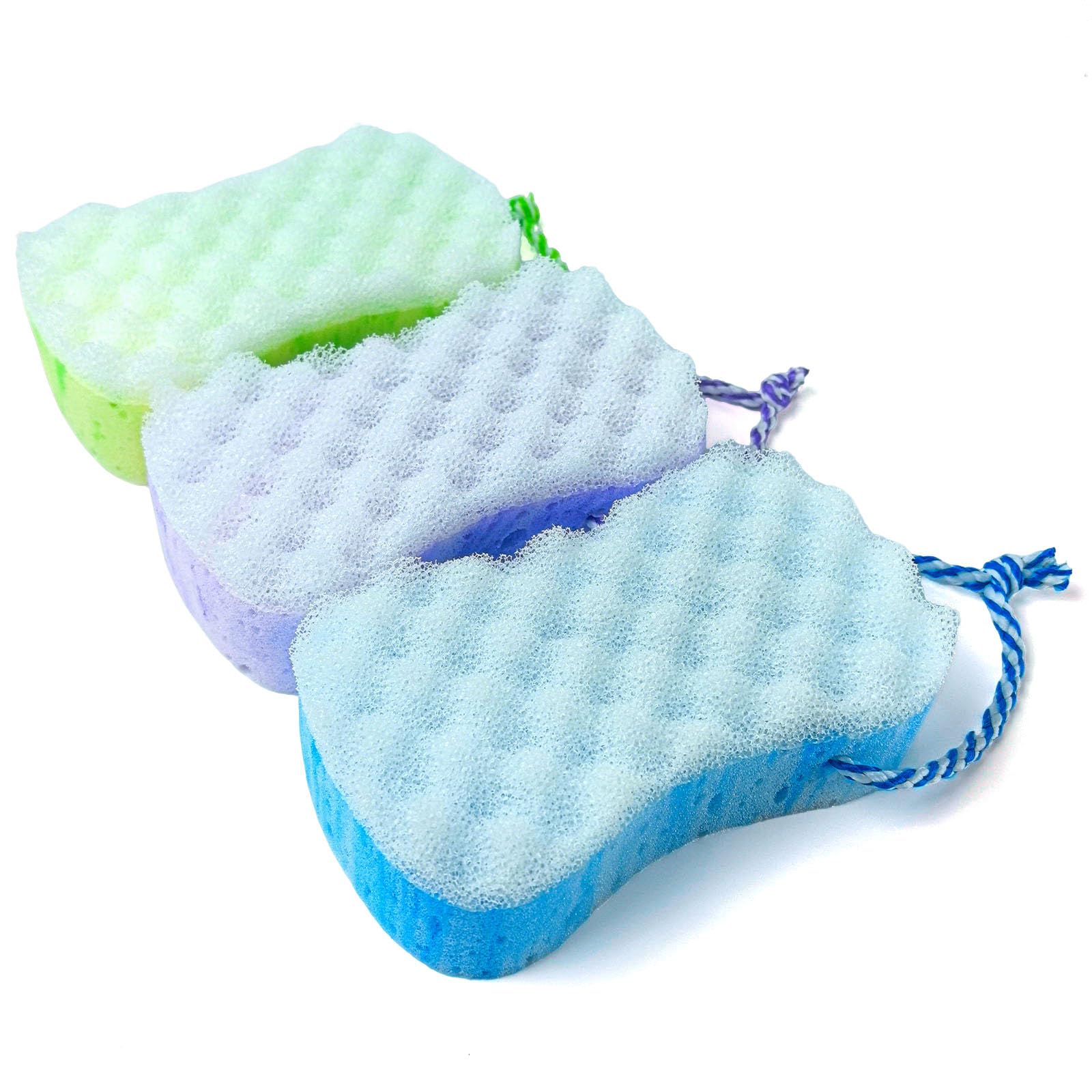 3 Pcs Bath Sponge for Women/Men, Exfoliating Body Sponges Bath Sponges, 3 Colors Pouf Foam Loofahs Sponge to Spa Reusable