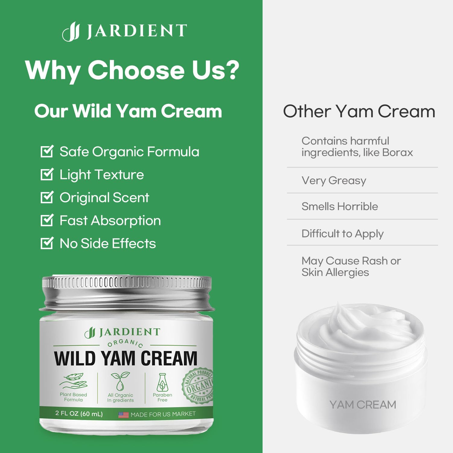 Jardient Wild Yam Cream Hormone Balance: Australia Dr. Barbara O'neill Recommended Organic Formula for Menopause Relief & Menstrual Support Like Hot Flashes Night Sweats