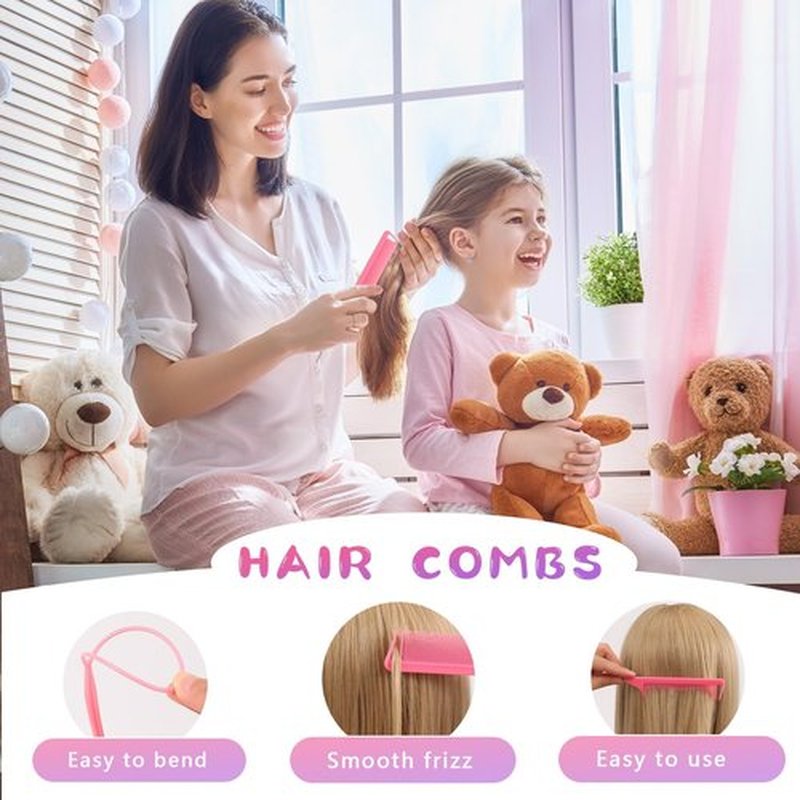 Hair Wax Stick Accessories, 500 PCS Colorful Transparent Hair Elastics for Kids Girls, 3 Pcs Hair Brush for Women, 2 Hair Loop Styling Tools