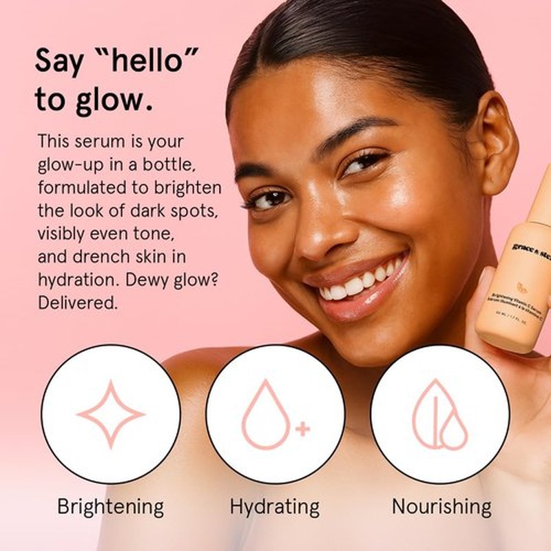 Grace & Stella Vitamin C Serum - Brightening Face Serum with Hyaluronic Acid | 50ml for Dullness & Dark Spots