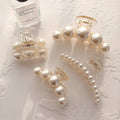 Skiennix Large Pearl Hair Clips Set - Strong Hold No Slip Banana Jaw Barrettes | 4 PCS Hair Accessories