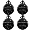 Afcrho Groomsmen Gifts Set of 4 Wedding Engraved Pocket Watch Best Man Roman Numerals Quartz Pocket Watch Wedding with Chain