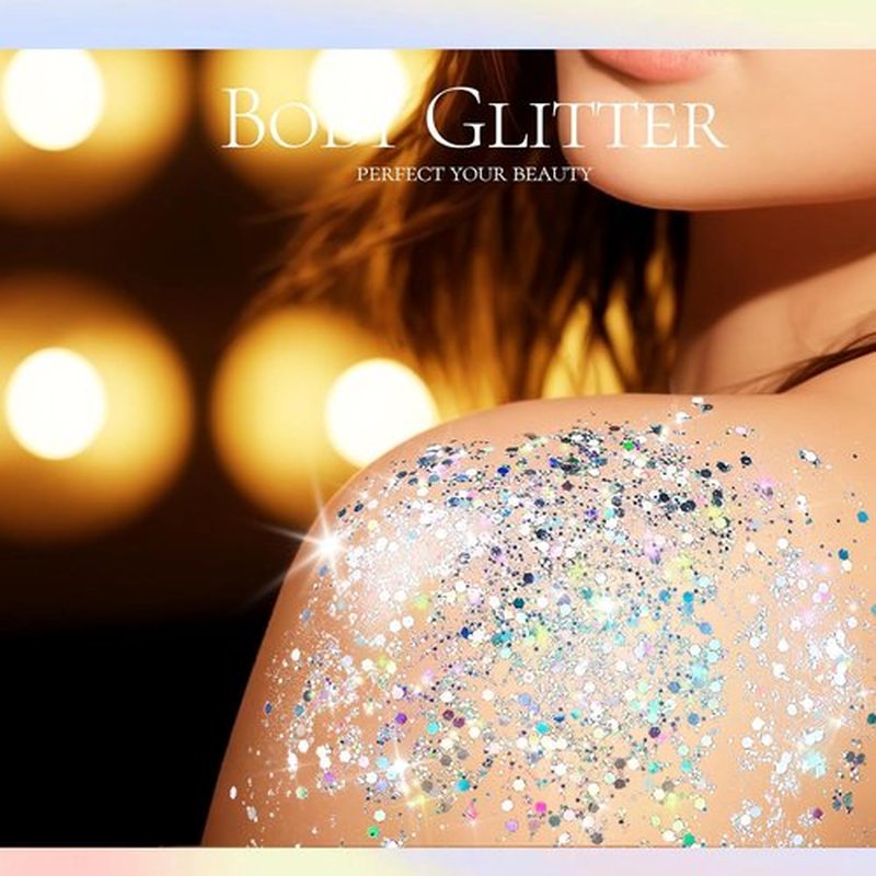 Teenitor Body Glitter Gel - Holographic Chunky Makeup for Face, Hair & Eyes | Silver