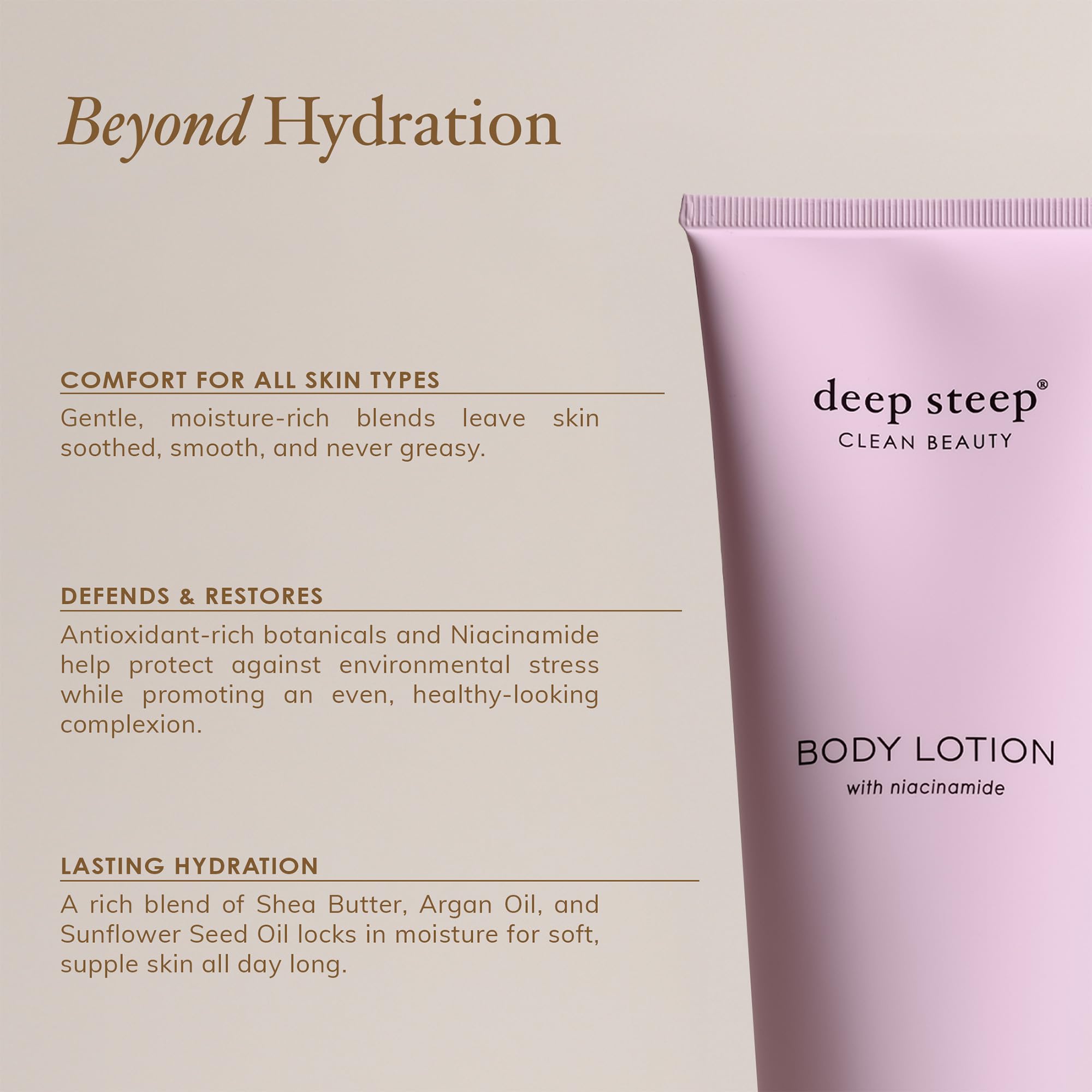 Deep Steep Body Lotion, Lavender Chamomile, 8 oz – Moisturizer with Coconut Oil, Shea Butter, Argan Oil, Aloe Vera & Niacinamide – Vegan, Clean Beauty, Daily Skin Hydration