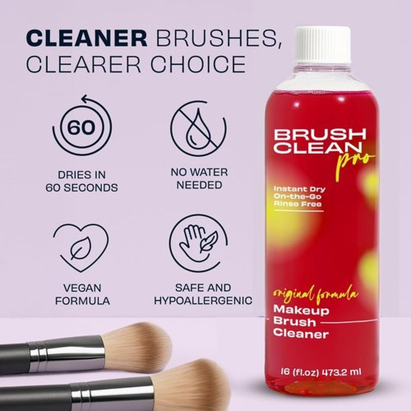 Original Rose Makeup Brush Cleaner - Quick-Drying, Rinse-Free Formula for Stubborn Waterproof Makeup - 16 oz