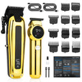 Beatslm Professional Men's Clippers and Trimmer Set, Barber Clippers, LED Display Hair Cutting Kit for Family, Gold