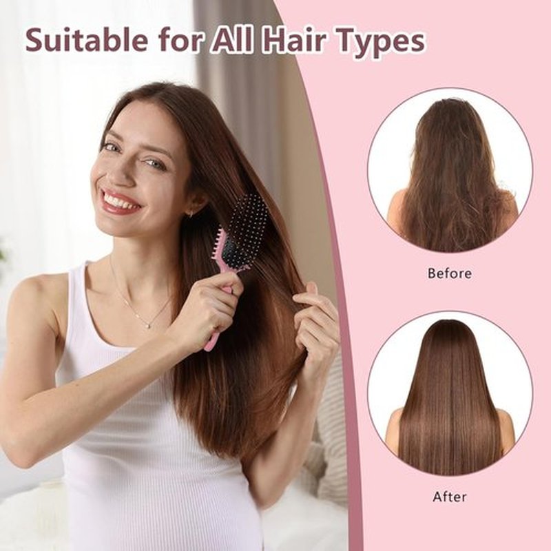 Skiennix Curl Defining Brush - Curly Hair Tool for Effortless Styling & Reduced Pulling | Pink