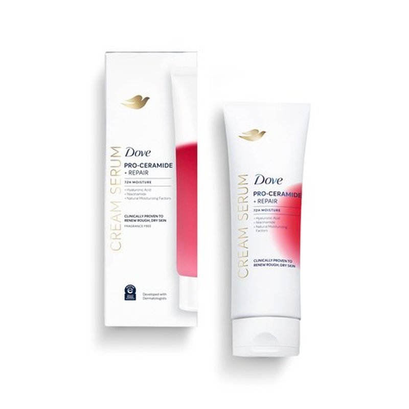 Dove Body Cream Serum Pro-Ceramide + Repair for Rough, Extremely Dry Skin, with Hyaluronic Acid, Niacinamide and Natural Moisturizing Factors Lotion, 8 oz
