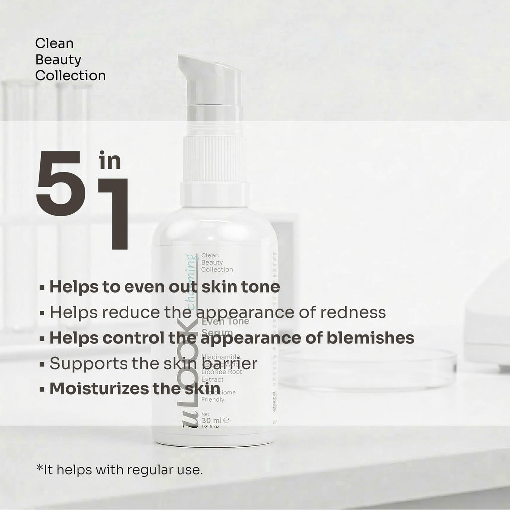 uLOOK Even Tone Serum 30 mL / 1.01 fl oz – Niacinamide, Azelaic Acid & Licorice Root Extract – Uneven Tone Support – Flora Friendly