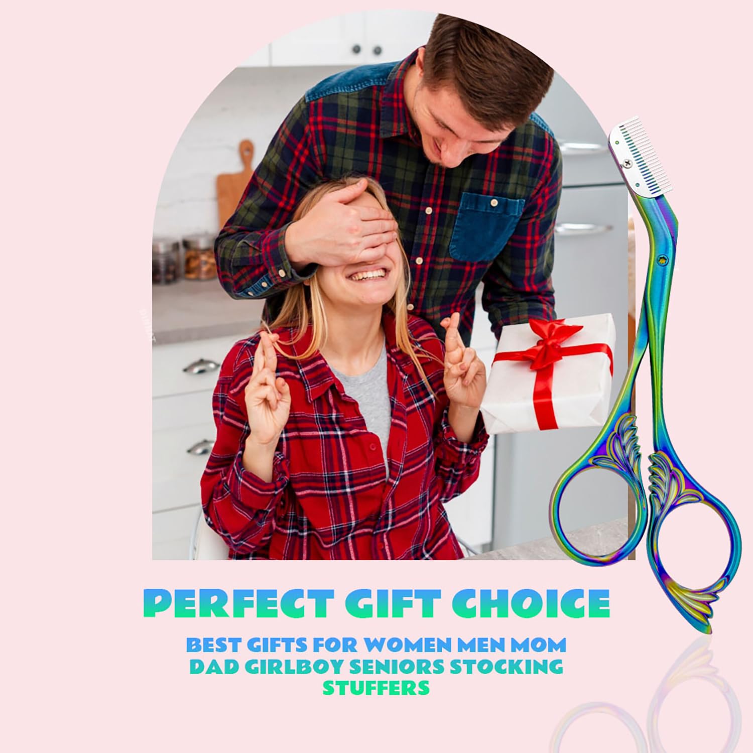 DINNAT Eyebrow Trimmer Scissor With Comb, Eyebrow Trimmers, Professional Precision Eyebrow Trimmer, Eyebrow Trimmer Scissors with Combs, A Must-have Makeup Tool (Color Titanium)