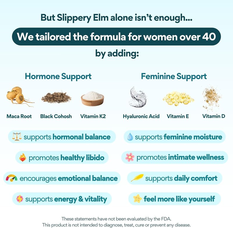 VoomVaya Vaginal Moisturizer - Relief for Dryness in Women Over 40 | 60 Capsules with Slippery Elm