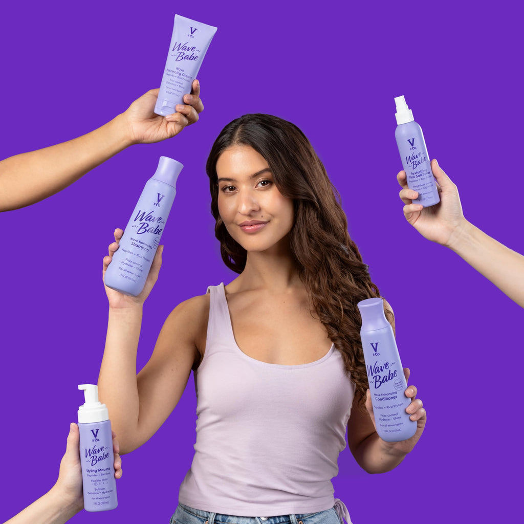 V&Co. Beauty Wave Babe Wave Enhancing Cream (2 Pack) – Wave Cream for Wavy Hair, Anti Frizz & Hydrating Hair Care with Peptides & Rice Protein, Defines Waves & Adds Lasting Softness – 6 oz