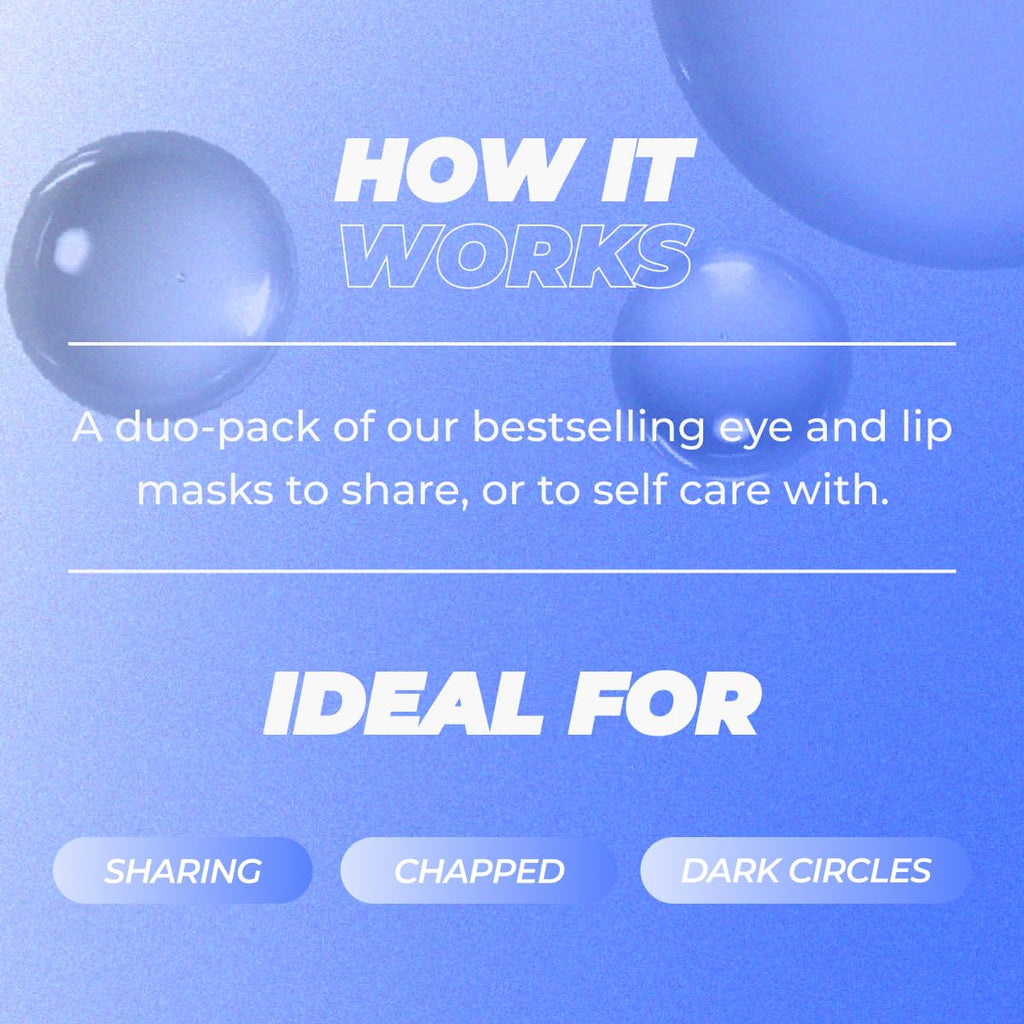 Vitamasques Under Eye Patches & Lip Mask Sheets, Best of Eyes & Lips Set 2 Packs - Eye Patches for Puffy Eyes - Under Eye Masks for Dark Circles and Puffiness - 2 x 4 Packs - 8 Pads