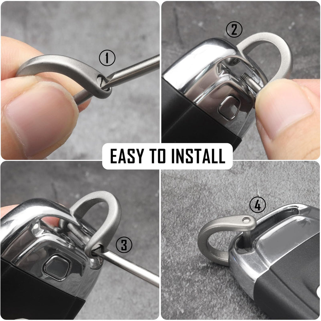 PJYTAC Titanium Keychain Rings Heavy Duty Side Push Key Rings for Car Keys Easy Quick Release EDC Split Keyrings (1, Black, Medium)