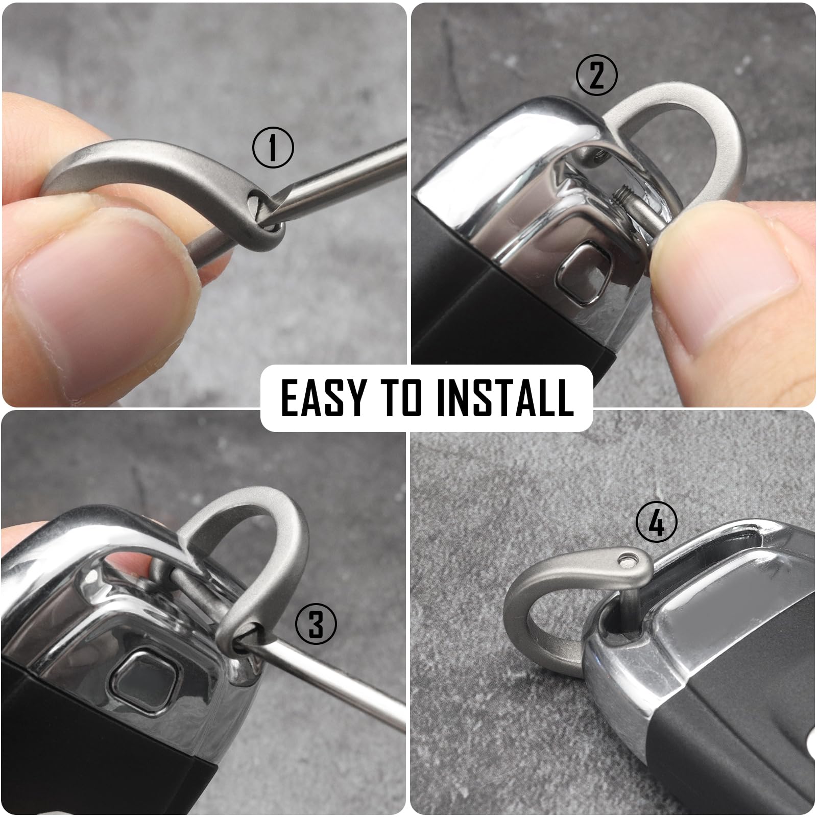 PJYTAC Titanium Keychain Rings Heavy Duty Side Push Key Rings for Car Keys Easy Quick Release EDC Split Keyrings (1, Black, Medium)