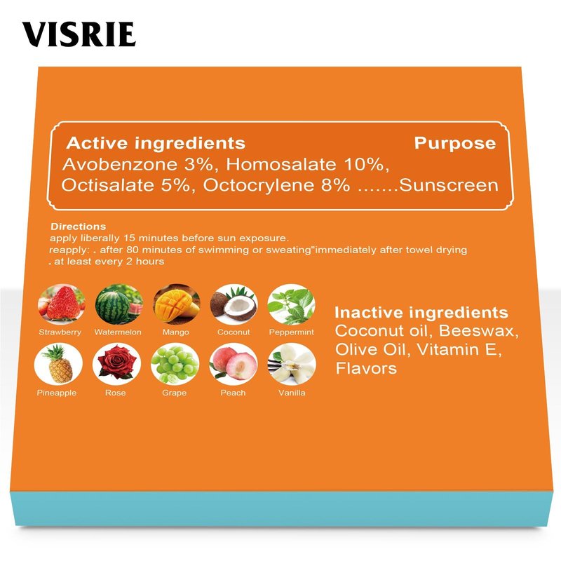 VISRIE SPF 30 Mini Sunscreen Lip Balm, SPF Lip Balm Bulk 40 Count, Travel Sunscreen with Vitamin E and Coconut Oil- 10 Flavors