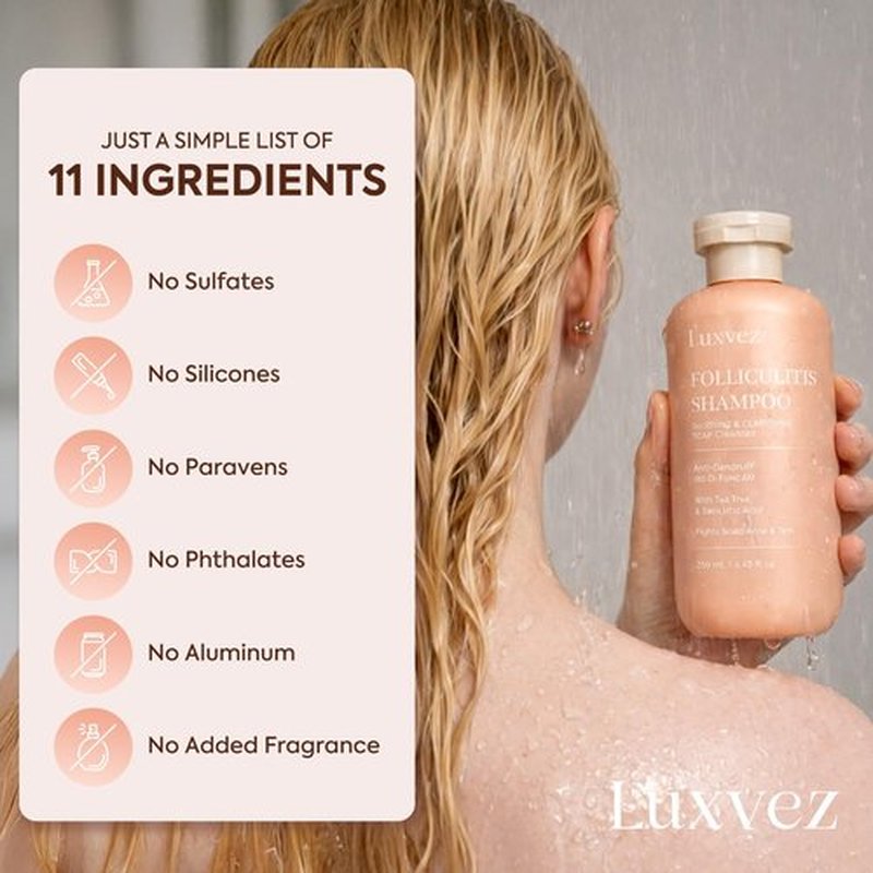 Antifungal Shampoo for Women Folliculitis Treatment: Seborrheic Dermatitis Shampoo for Flaky & Itchy Scalp Relief - Psoriasis Shampoo with 2% Salicylic Acid & Sophora Flavescens Root - 8.45 fl. oz
