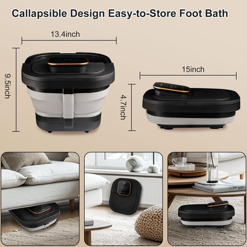 FOFOJÔY Collapsible Foot Spa Bath with Heat and Massage Roller, Bubble, Temperature Control, Remote Control, Foot Pedicure Kit, Pedicure Foot Spa