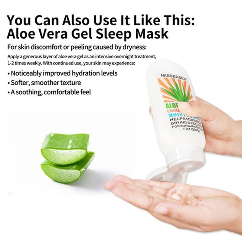 MISSEDSEN Pure & Organic Aloe Vera Gel for Sunburn Relief, After Sun Lotion for Face & Body Skin Care, Daily Facial Moisturizer & Acne Spot Treatment 7 OZ