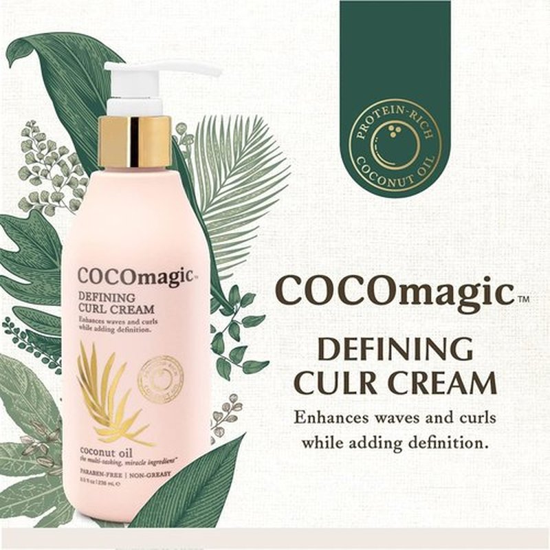 Cocomagic Defining Curl Cream | Extra Frizz Control | Protects Against Split Ends and Breakage | Paraben Free, Cruelty Free, Made in USA (8 oz, 2 Pack)