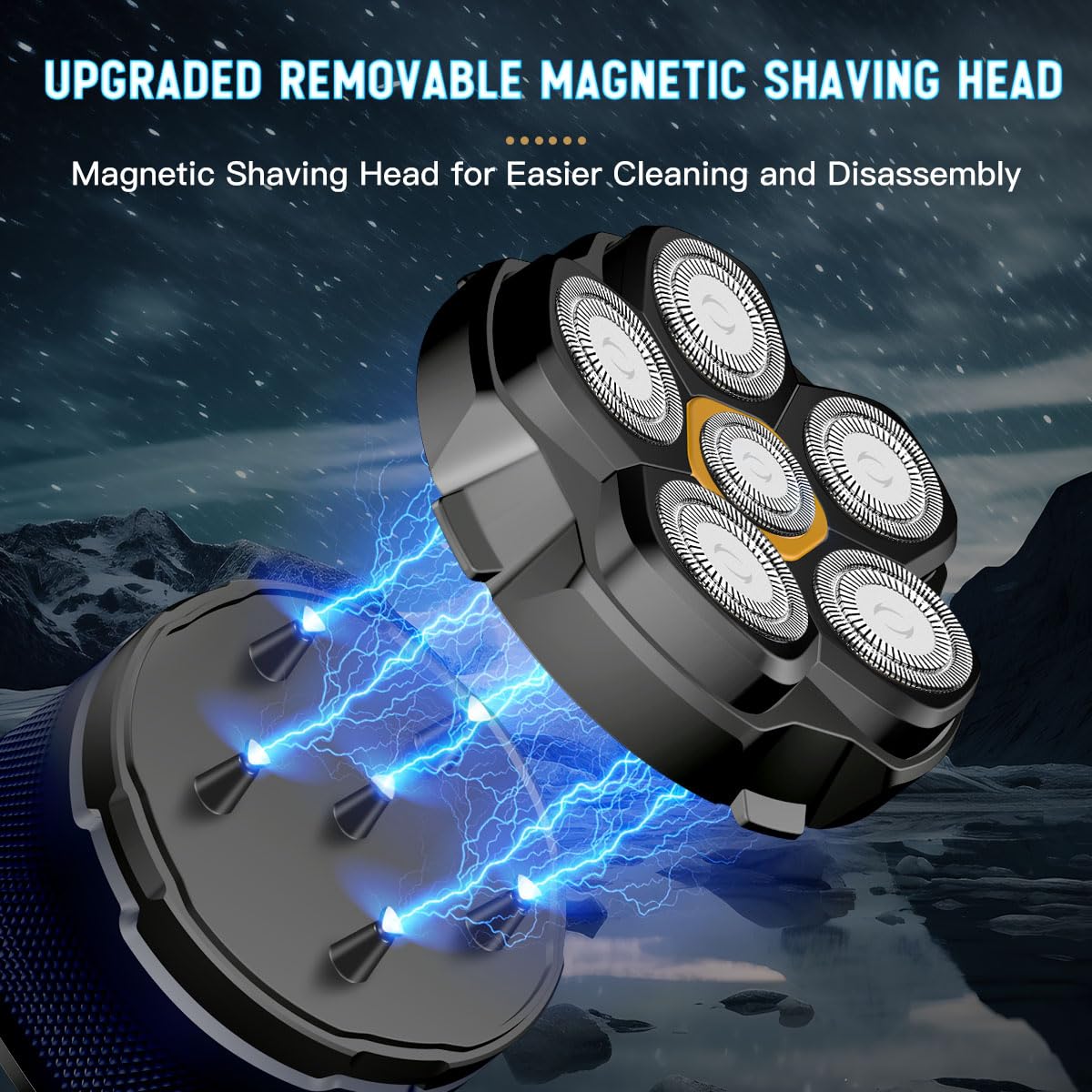 SOLIMPIA Upgraded Head Shaver for Bald Men，Magnetic Electric Razor Hair Trimmer for Men，Large Battery Capacity, Rechargeable LED Display， Waterproof Wet/Dry Head Shavers with Type-C Charge