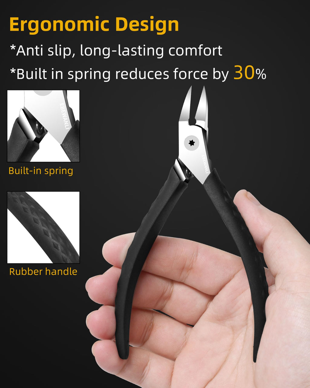 EBEWANLI Hangnail Clipper, Straight Toenail Clippers for Thick Toenails