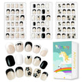 Allstarry 72pcs 3 pack Children Nails Press on Pre-glue Full Cover Kids French Tip Press on Nails Short False Nail Kits Lovely Gift for Children Little Girls Nail Art Decoration - Romantic French