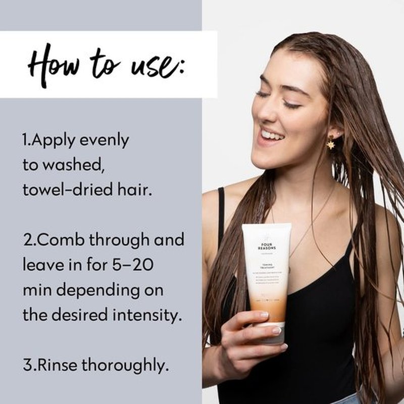 FOUR REASONS Toffee Color Mask - Hair Gloss & Color Depositing Conditioner | Vegan & Cruelty-Free, 6.76 fl oz