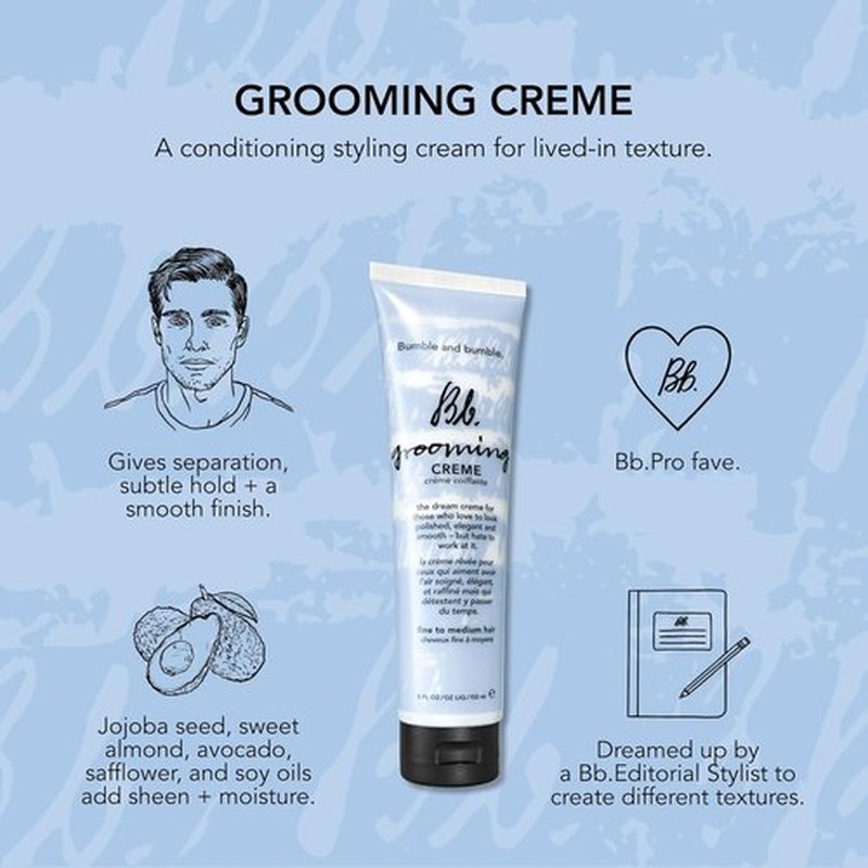 Bumble and bumble. Grooming Creme Hair Styling Cream - Smoothing & Subtle Hold for Fine to Medium Hair, 5 Fl Oz