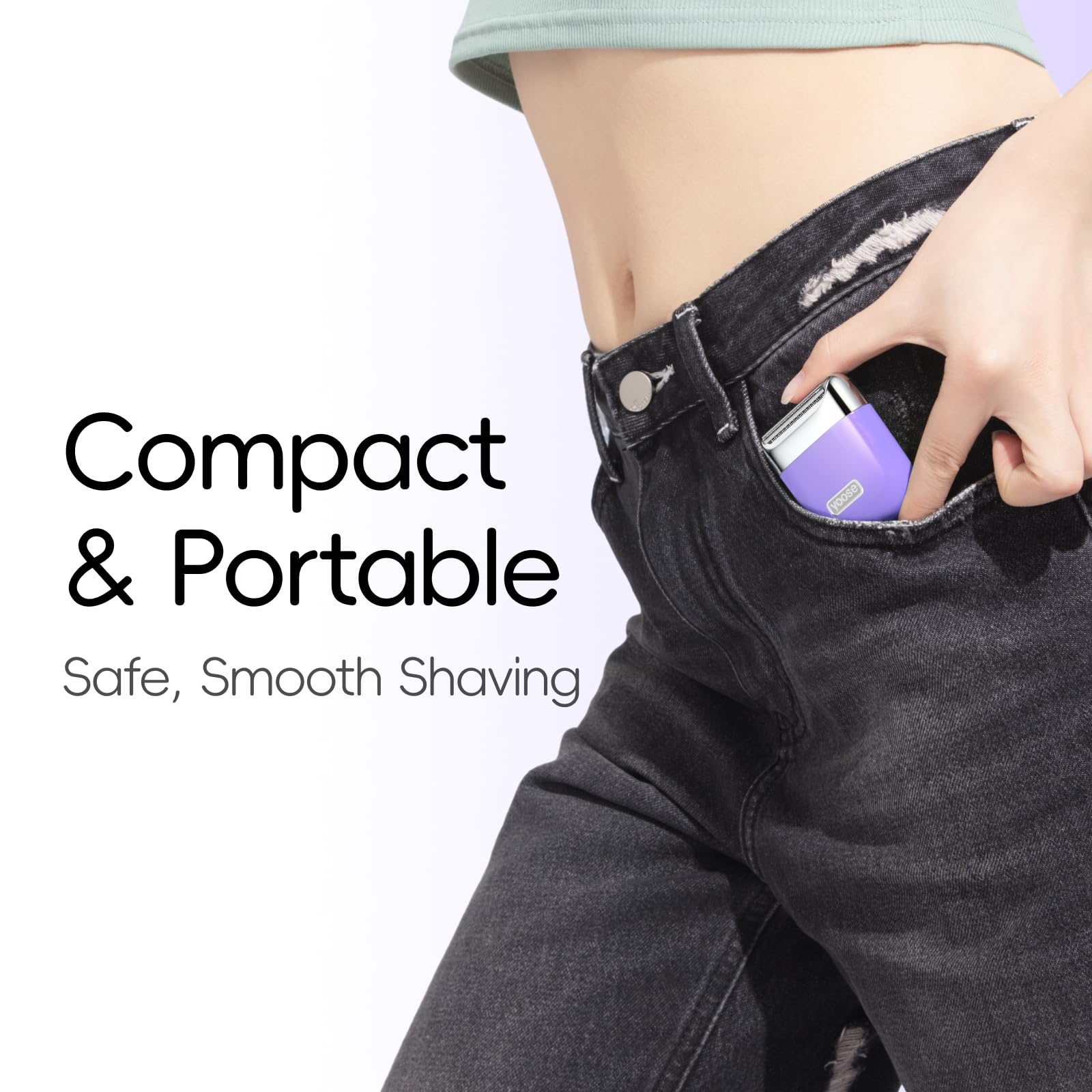 yoose Electric Razors for Women, IPX7 Alloy Body Bikini Trimmer for Women (USB-C, Trimmer Comb, Multi Shaving Modes), Portable Size, Taro Purple