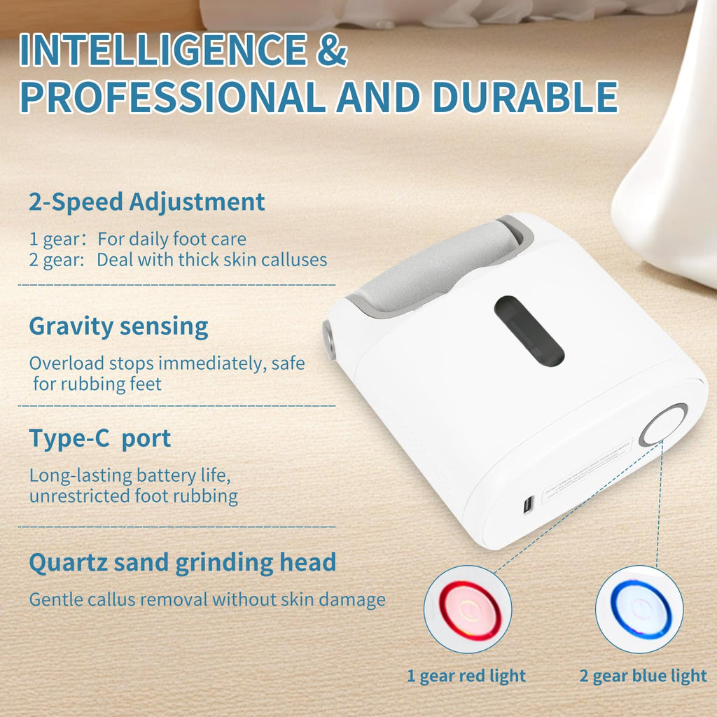 YunManHT Electric Foot Callus Remover, Rechargeable Portable Spray Foot Grinder, Quartz Sand Grinding Head for Foot Trimming and Dead Skin Removal, File Tool Suitable for Dry and Cracked Feet