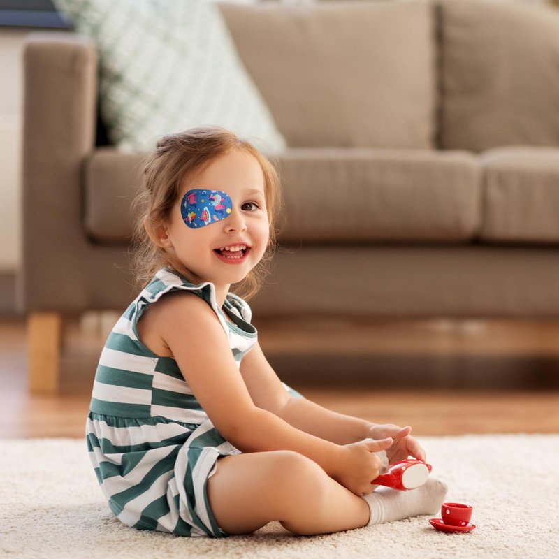 Panelee 60 Pcs Adhesive Eye Patches for Kids Girls Unicorn Patterns Toddler Eye Patches Bulk Breathable Material, Light Blocking Cotton Colorful and Fun Design Adhesive Bandages for Girl, 12 Styles