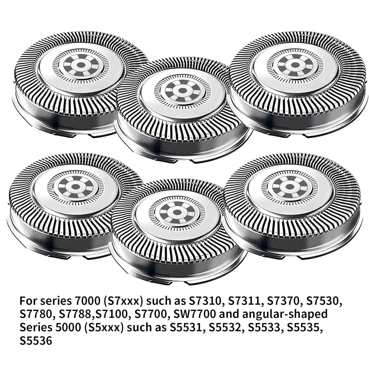 6 Pack SH71/52 Replacement Heads Compatible with Philips Norelco Series 7000 and Angle 5000 Series, SH71 Upgraded Replacement Blades Compatible with Philips Electric Shaving Series 7000 S7311 S7370