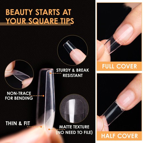 Gellen Gel Nail Extension Nail Kit, Square Acrylic Tips, Gel Top Coat, Nail Primer and Dehydrator, X Nail Kit with Everything for Nail Art Manicure