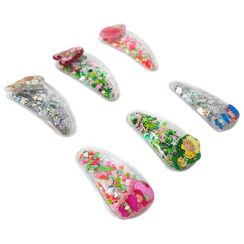 LUV HER Strawberry Shortcake Hair Accessories for Girls – 6pc Cute Confetti Hair Clips with Character Charms, Ages 3+