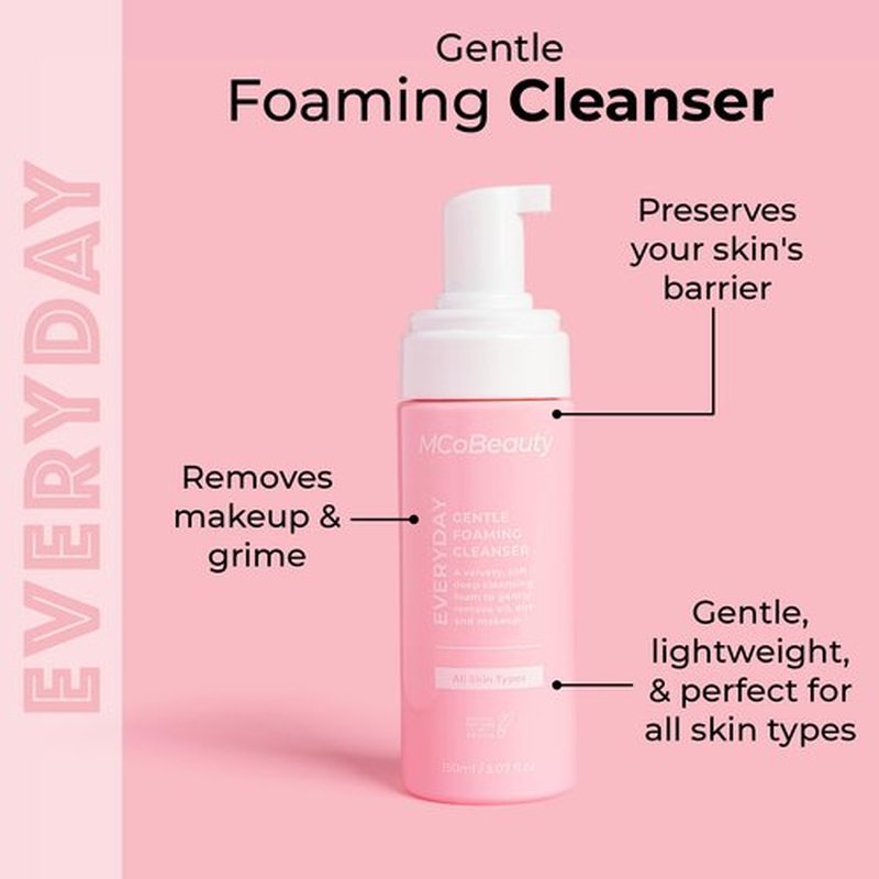 MCoBeauty - Everyday Gentle Foaming Cleanser - Lightweight Face Wash with Soothing Botanicals - Removes Makeup, Dirt and Impurities - Vegan, Cruelty Free Skin Care