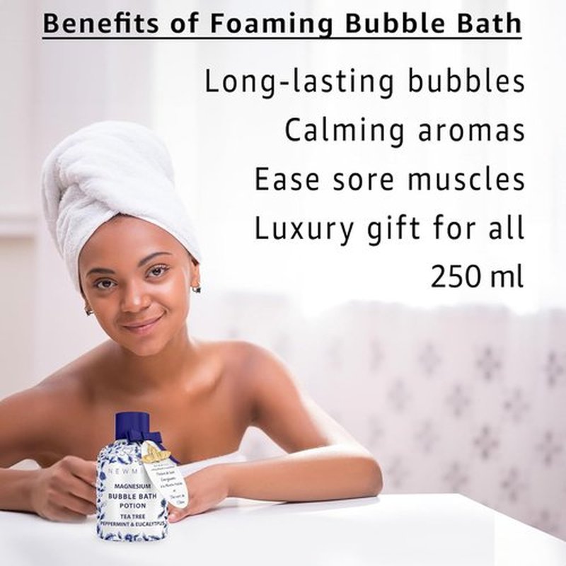 Skiennix Magnesium Bubble Bath - Long-Lasting Foam for Sore Muscle Recovery | Tea Tree & Eucalyptus Relaxation