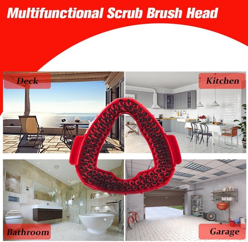 ANREKEYH Scrub Brush - Compatible Replacement for O-Cedar Spin Mop - Triangle Floor Scrubber Head for Kitchen, Deck & Bathroom