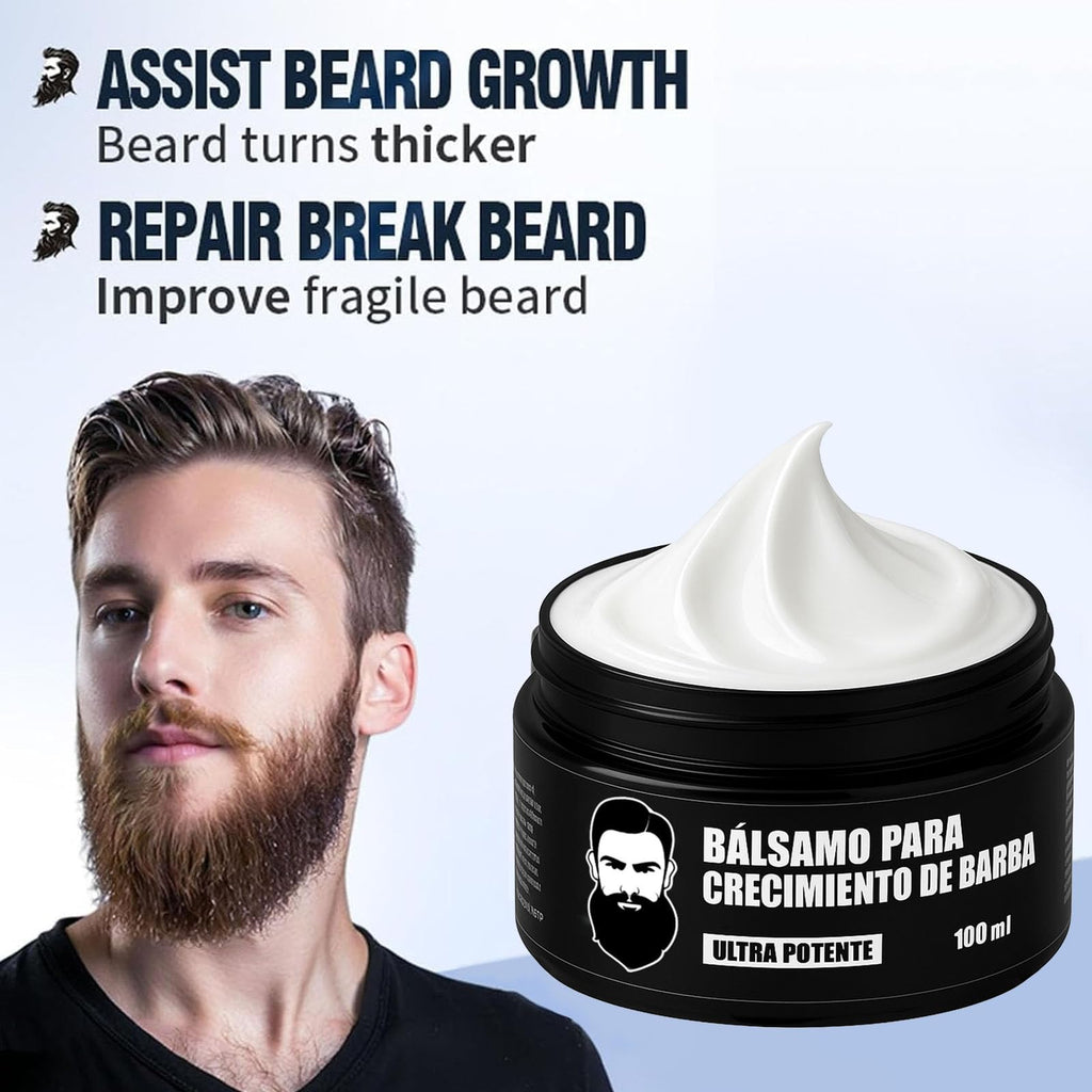 Vbolre Estimulante Para Barba – Bálsamo de Crecimiento Ultra Potente, Beard Stimulating Balm, Moisturizes & Strengthens Beard, 100 ml / 3.5 oz