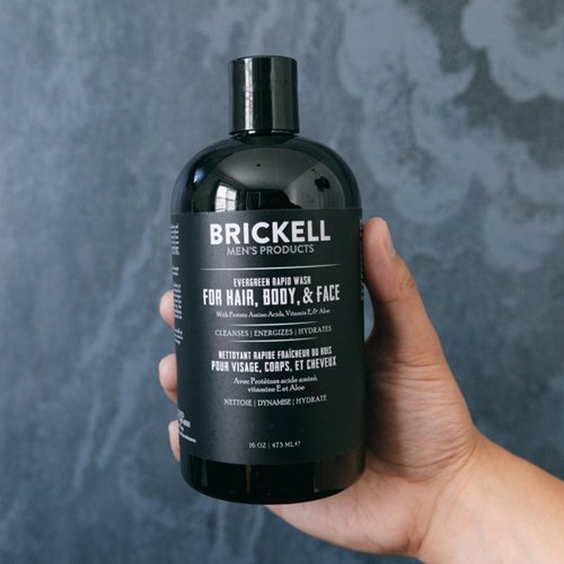 Brickell Men's 3-in-1 Body Wash Gel - Natural & Organic, 16 Ounce, Evergreen Scent