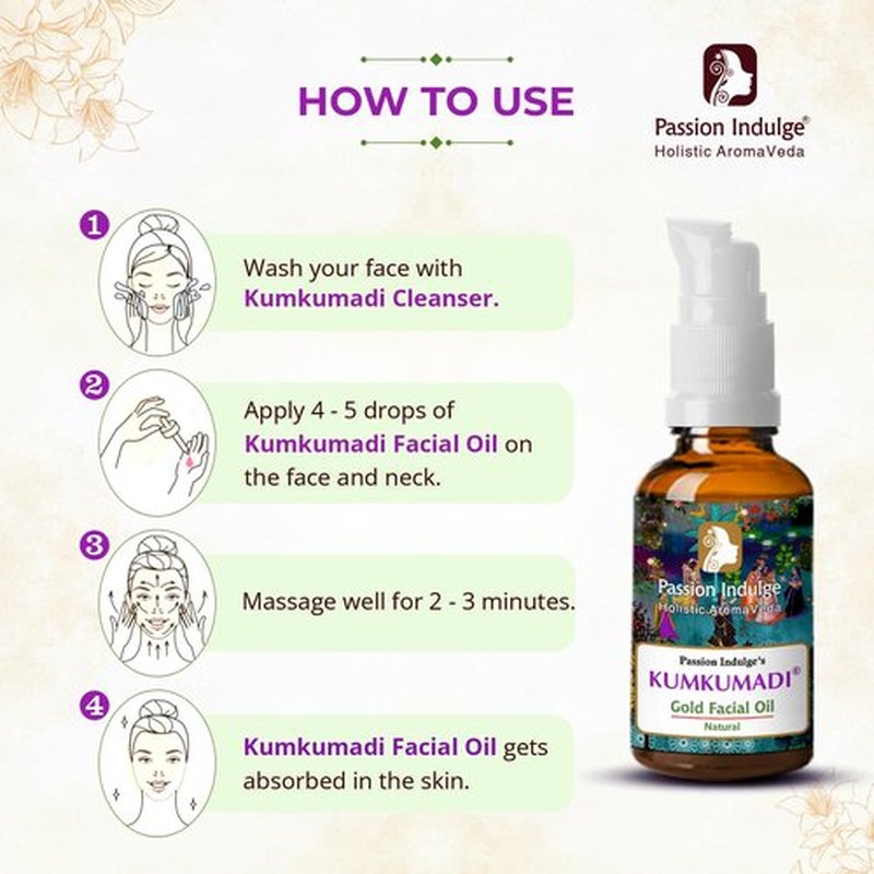 Passion Indulge Kumkumadi Gold Tailam for Face | Radiant & Revitalizes Skin – Ayurvedic Face Oil with Saffron, Vetiver, Essential Oils & 16 Herbs | Reduces Dark Spots & Signs of Aging – 0.33 fl oz