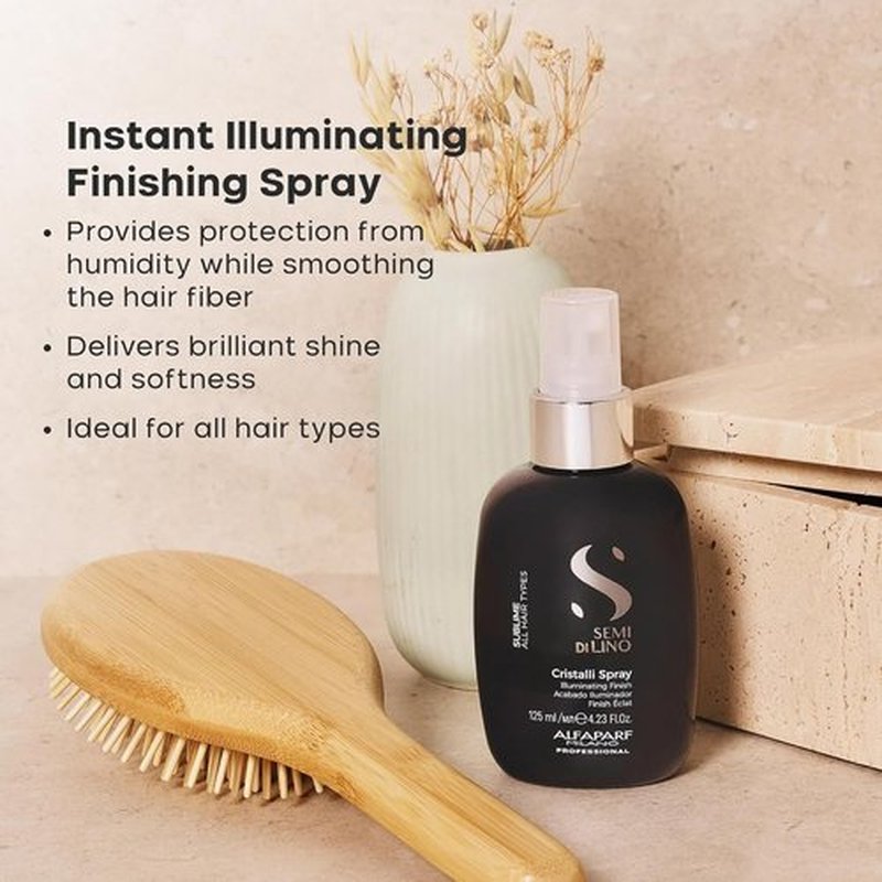 ALFAPARF MILANO Semi Di Lino Sublime Cristalli Smoothing Spray - Lightweight Hair Oil Serum for Gloss & Shine (4.23 fl oz)