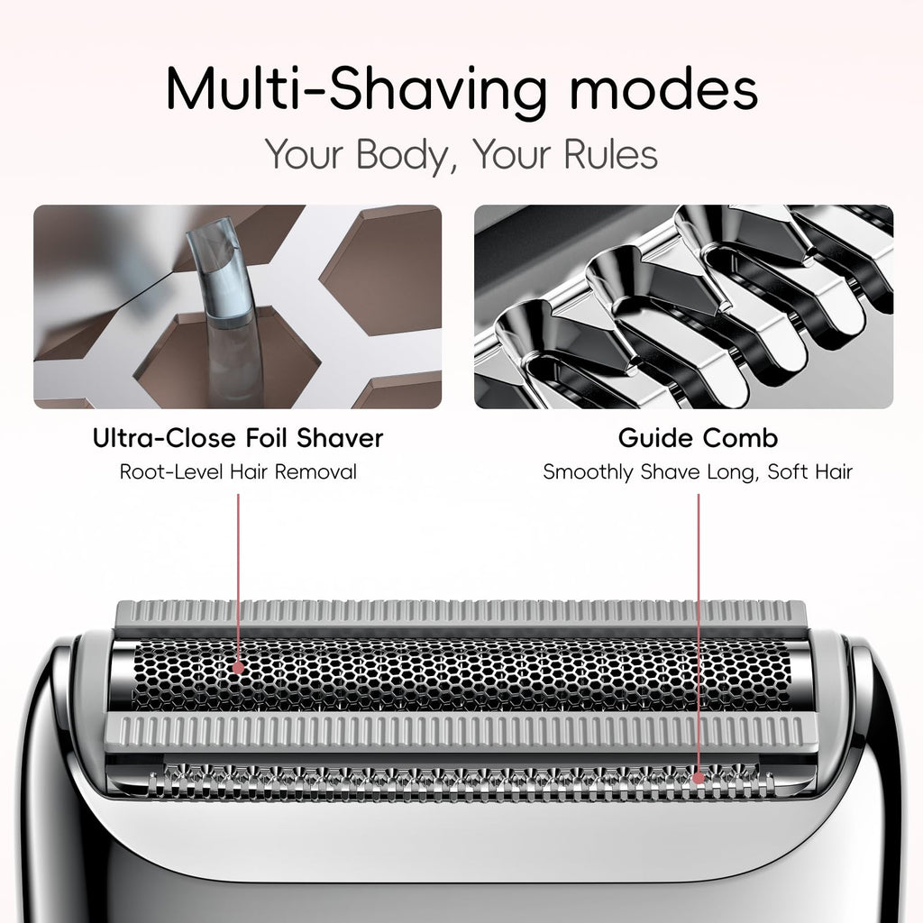 yoose Electric Razors for Women, IPX7 Alloy Body Bikini Trimmer for Women (USB-C, Trimmer Comb, Multi Shaving Modes), Portable Size, Sakura Pink