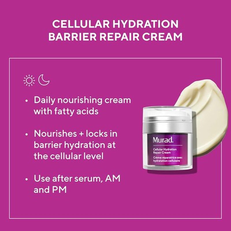 Murad Cellular Hydration Barrier Repair Cream - Nourishing Face Moisturizer with Bilberry & Omega Fatty Acids for Dry Skin - 1.7 Fl Oz